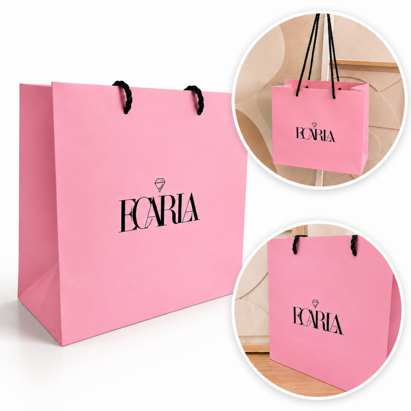Torba ozdobna prezentowa, średnia 25x12x22cm powlekana matowa, różowa z logo GF06