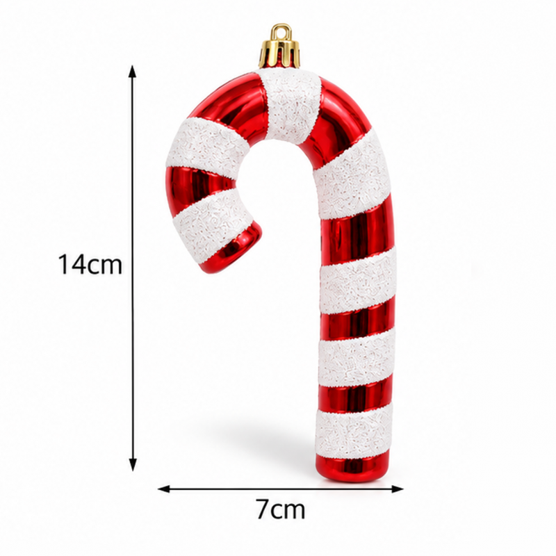 Zestaw 4 ozdób choinkowych XL, bombek czerwono-białych– laska 7 x 14 cm BSN73