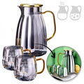 Zestaw- dzbanek 1600ml z falowanymi ściankami z pokrywką + 2 szklanki 350ml- DZ07