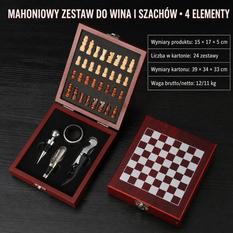 Zestaw prezentowy akcesoria do wina + szachy 15 x 17 x 5cm PDOZ28