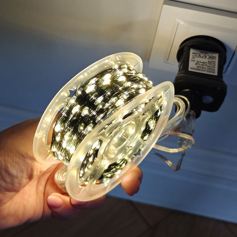Zewnętrzne/ wewnętrzne lampki choinkowe drucik 1000 LED 100m, ciepłe białe LAMP49