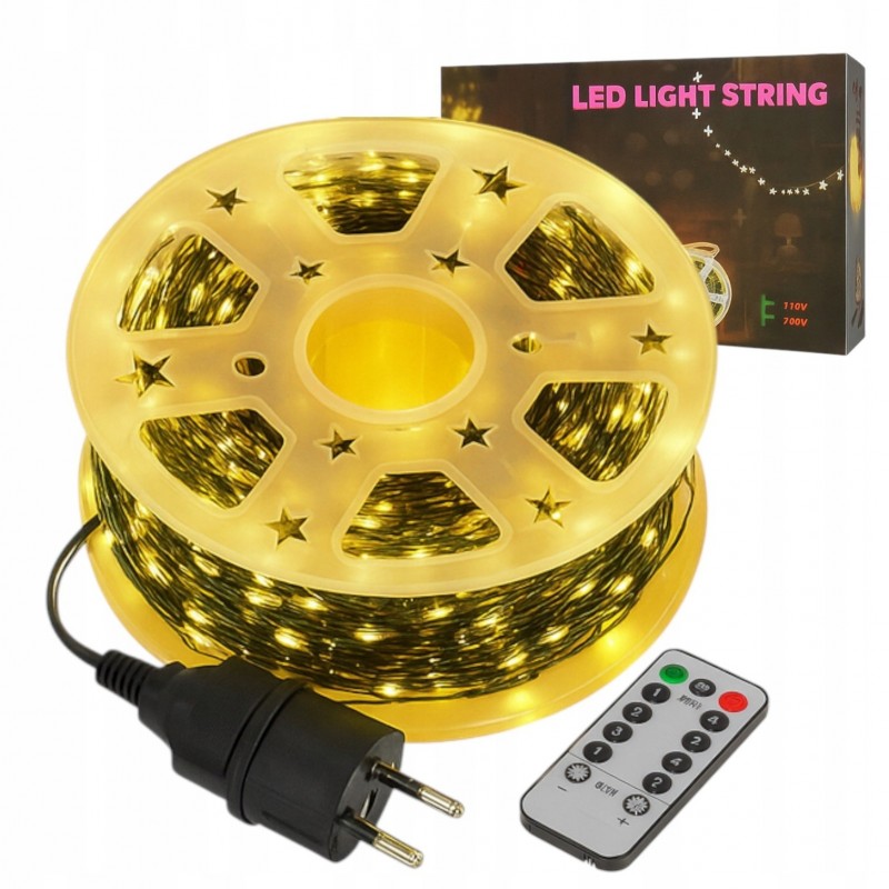 Zewnętrzne/ wewnętrzne lampki choinkowe drucik 1000 LED 100m, ciepłe białe LAMP49