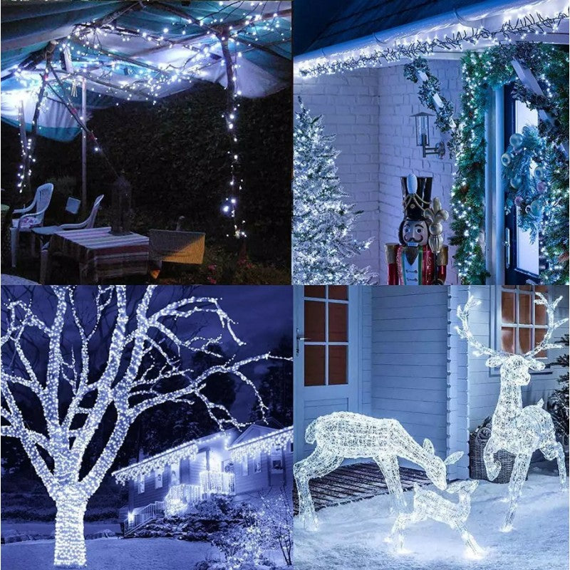 Zewnętrzne/ wewnętrzne lampki choinkowe drucik 1000 LED 100m, zimne białe LAMP35B