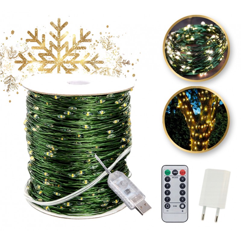 Zewnętrzne/ wewnętrzne lampki choinkowe drucik 500 LED 50m, ciepłe białe LAMP36CB